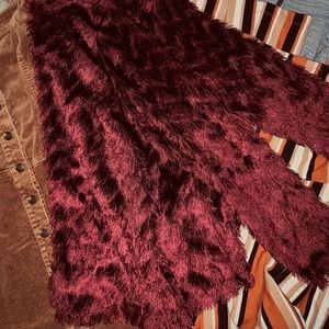 H&M Maroon Shag Cardigan
